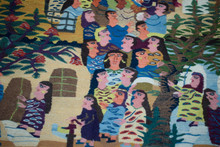 4.8 FT Village Wedding Handwoven Tapestry, Figurative Egyptian Wool Wall Hanging, Natural Dye — detail 6