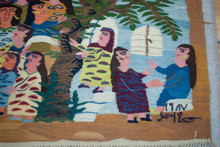 4.8 FT Village Wedding Handwoven Tapestry, Figurative Egyptian Wool Wall Hanging, Natural Dye — detail 11