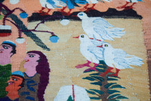 4.8 FT Village Wedding Handwoven Tapestry, Figurative Egyptian Wool Wall Hanging, Natural Dye — detail 18