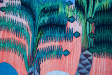 6.1 FT Village Couple Under the Crane Tree Handwoven Tapestry, Large Egyptian Wool Wall Hanging, Signed Folk Art — detail 18