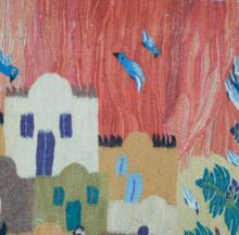 7.9 FT Nile Village Panorama Handwoven Tapestry, Extra Large Egyptian Wool Wall Hanging, Natural Dye — detail 15