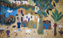 7.9 FT Nile Village Panorama Handwoven Tapestry, Extra Large Egyptian Wool Wall Hanging, Natural Dye — detail 18