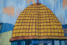 4 FT Jerusalem Dome of the Rock Handwoven Tapestry, Egyptian Wool Wall Hanging, Signed Folk Art — detail 4