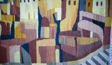 4 FT Jerusalem Dome of the Rock Handwoven Tapestry, Egyptian Wool Wall Hanging, Signed Folk Art — detail 15