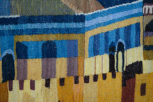 4 FT Jerusalem Dome of the Rock Handwoven Tapestry, Egyptian Wool Wall Hanging, Signed Folk Art — detail 18