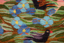 20" Blue Blossom Tree Handwoven Tapestry, Small Egyptian Wool Wall Hanging, Natural Dye Folk Art — detail 2