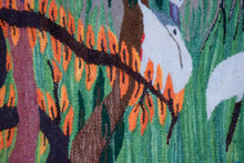 6.4 FT White Ibis by the River Handwoven Tapestry, Large Egyptian Wool Wall Hanging, Signed Folk Art — detail 18
