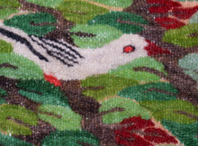 17" Tree of Birds Handwoven Tapestry, Small Egyptian Wool Wall Hanging, Natural Dye Folk Art — detail 5