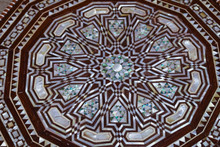 Moroccan Mother of Pearl Coffee Table, Handmade Octagonal Inlaid Wood — detail 6