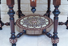 Moroccan Mother of Pearl Coffee Table, Handmade Octagonal Inlaid Wood — detail 7