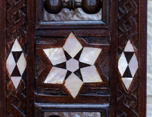 Syrian Oval Carved Mirror Frame with Mother of Pearl — view 11
