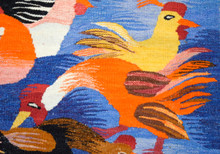 Roosters and Hens handwoven tapestry — view 6