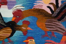 Roosters, Hens and Chicks handwoven tapestry — view 8