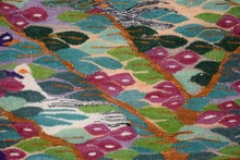Egyptian Handwoven Wool Tapestry Tree of Life Birds Teal Magenta Wall Hanging 54 x 28 in — detail 5