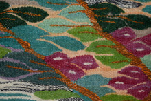Egyptian Handwoven Wool Tapestry Tree of Life Birds Teal Magenta Wall Hanging 54 x 28 in — detail 11