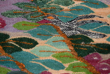 Egyptian Handwoven Wool Tapestry Tree of Life Birds Teal Magenta Wall Hanging 54 x 28 in — detail 12