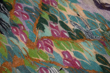 Egyptian Handwoven Wool Tapestry Tree of Life Birds Teal Magenta Wall Hanging 54 x 28 in — detail 15