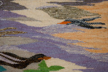 Egyptian Handwoven Wool Tapestry Tree of Life Birds Teal Magenta Wall Hanging 54 x 28 in — detail 14