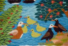 Egyptian Handwoven Wool Tapestry Sheep Palms Ducks Village Scene Wall Hanging 55 x 42 in — detail 14