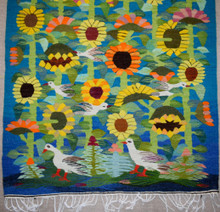 Sunflower Field and Geese handwoven tapestry — view 3