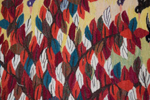 Egyptian Handwoven Wool Tapestry Flowering Trees Egrets Sunflowers Wall Hanging 63 x 41 in — detail 6
