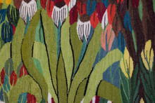Egyptian Handwoven Wool Tapestry Flowering Trees Egrets Sunflowers Wall Hanging 63 x 41 in — detail 10