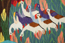 Egyptian Handwoven Wool Tapestry Flowering Trees Egrets Sunflowers Wall Hanging 63 x 41 in — detail 11