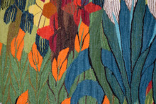 Egyptian Handwoven Wool Tapestry Flowering Trees Egrets Sunflowers Wall Hanging 63 x 41 in — detail 13