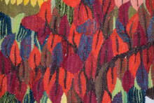 Egyptian Handwoven Wool Tapestry Flowering Trees Egrets Sunflowers Wall Hanging 63 x 41 in — detail 14