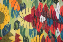 Egyptian Handwoven Wool Tapestry Flowering Trees Egrets Sunflowers Wall Hanging 63 x 41 in — detail 17