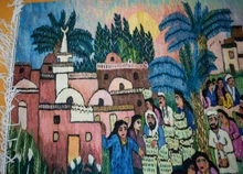 Village Market Day with 130+ Figures handwoven tapestry — view 11