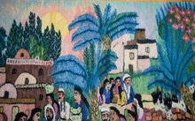 Village Market Day with 130+ Figures handwoven tapestry — view 13