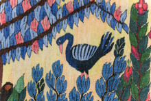 Tree of Life with Egrets — Handwoven Egyptian Wool Tapestry, 3.9 ft — detail 7