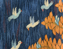 Night Garden with Cattle and Storks — Handwoven Egyptian Wool Tapestry, 3.9 ft — detail 3