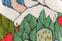 Geese in the Cactus Garden — Handwoven Egyptian Wool Tapestry, 28" — detail 7