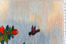 Fruit Tree with a Nest of Chicks — Handwoven Egyptian Wool Tapestry, 4.6 ft — detail 4