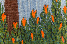 Fruit Tree with a Nest of Chicks — Handwoven Egyptian Wool Tapestry, 4.6 ft — detail 10