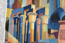 Temple Colonnade and Avenue of Sphinxes — Handwoven Egyptian Wool Tapestry, 4 ft — detail 1