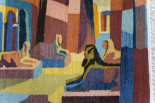 Temple Colonnade and Avenue of Sphinxes — Handwoven Egyptian Wool Tapestry, 4 ft — detail 14