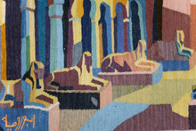 Temple Colonnade and Avenue of Sphinxes — Handwoven Egyptian Wool Tapestry, 4 ft — detail 15