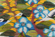 Tall Garden with Flying Birds — Handwoven Egyptian Wool Tapestry, 6.2 ft — detail 8