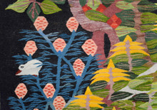 Tall Garden with Flying Birds — Handwoven Egyptian Wool Tapestry, 6.2 ft — detail 15