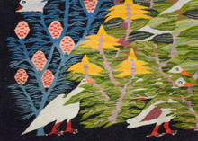 Tall Garden with Flying Birds — Handwoven Egyptian Wool Tapestry, 6.2 ft — detail 16
