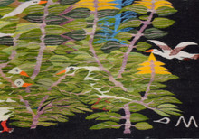 Tall Garden with Flying Birds — Handwoven Egyptian Wool Tapestry, 6.2 ft — detail 19