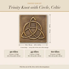 Card showing Trinity Knot with Circle sets of 30, 45 or 60 tiles, 10 x 10 cm each