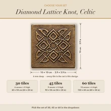 Card showing Diamond Lattice Knot sets of 30, 45 or 60 tiles, 10 x 10 cm each