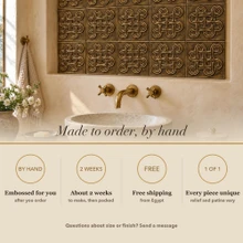 Card noting that the Eternity Knot tiles are made to order by hand