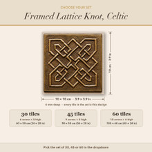 Card showing Framed Lattice Knot sets of 30, 45 or 60 tiles, 10 x 10 cm each