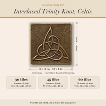 Card showing Interlaced Trinity Knot sets of 30, 45 or 60 tiles, 10 x 10 cm each