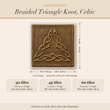 Card showing Braided Triangle Knot sets of 30, 45 or 60 tiles, 10 x 10 cm each